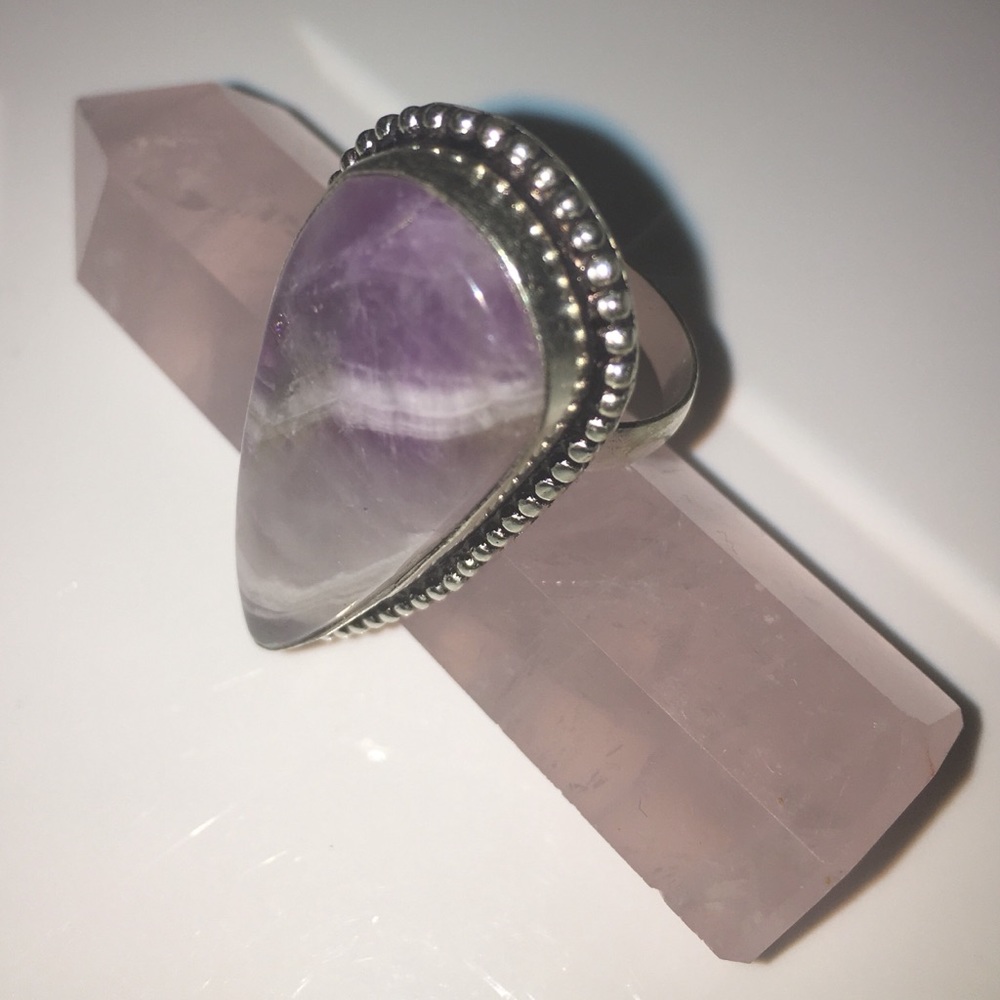 LACE AMETHYST/WHITE TOPAZ STERLING SILVER RING 💍 - Picture 2 of 8